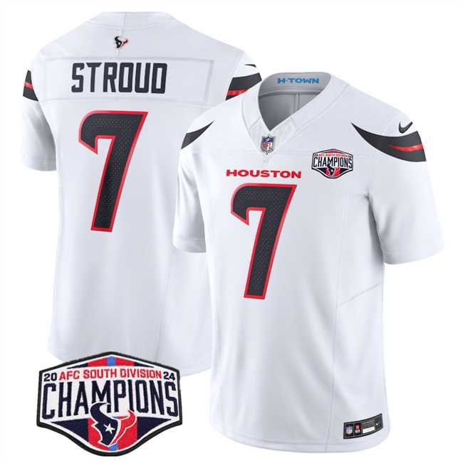 Mens Houston Texans #7 C.J. Stroud White F.U.S.E. 2024 AFC South Division Champions Vapor Limited Stitched Jersey->houston texans->NFL Jersey